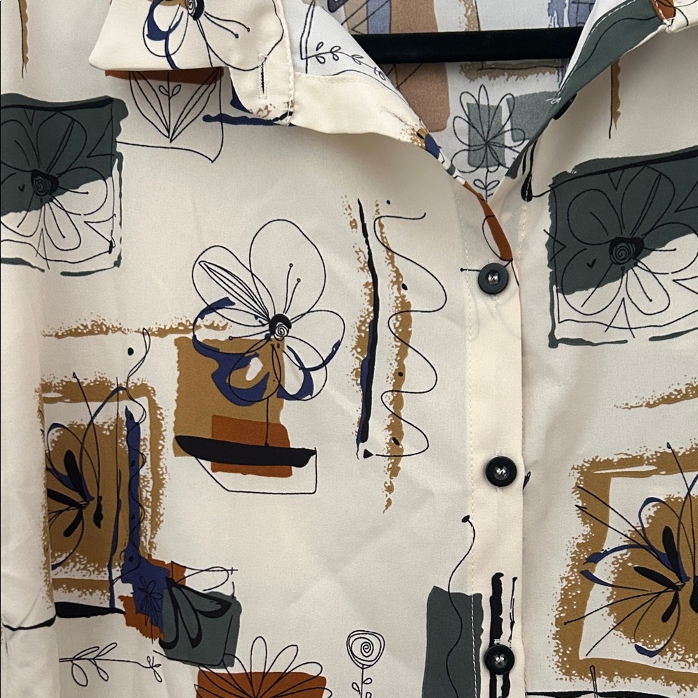 Abstract Print Button Up T-Shirt - Picture 3 of 5